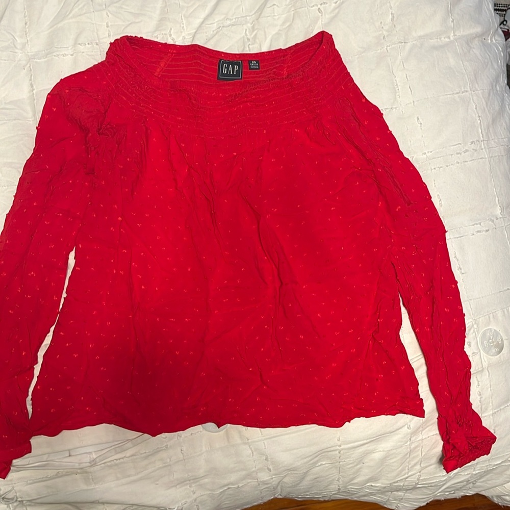 Gap smocked neck Red blouse